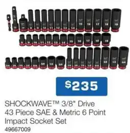 Burson Auto Parts 3/8" drive 43 piece sae & metric 6 point impact socket set offer