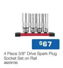 Burson Auto Parts 4 piece 3/8 drive spark plug socket set on rail offer