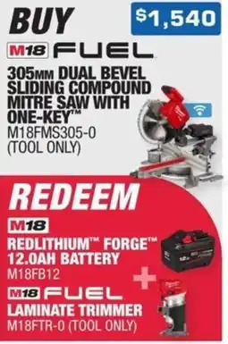 Burson Auto Parts M18 fuel 305mm dual bevel sliding compound mitre saw with one key offer
