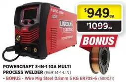 Gasweld Tool Centre Powercraft 3 in 1 10a multi process welder offer