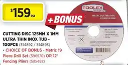 Gasweld Tool Centre Cutting disc 125mm x 1mm ultra thin inox tub 100pce offer