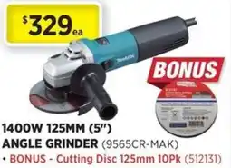 Gasweld Tool Centre 1400w 125mm 5 angle grinder offer