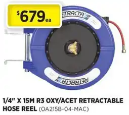 Gasweld Tool Centre 1/4 x 15m r3 oxy acet retractable hose reel offer