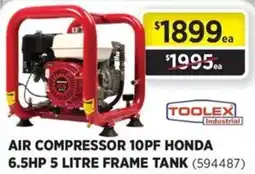 Gasweld Tool Centre Air compressor 10pf honda 6.5hp frame tank offer