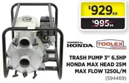 Gasweld Tool Centre Trash pump 3 6.5hp honda max head max flow offer