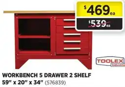 Gasweld Tool Centre Workbench 5 drawer 2 shelf offer