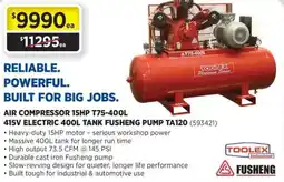 Gasweld Tool Centre Air compressor 15hp t75 415v electric 400l tank fusheng pump ta120 offer