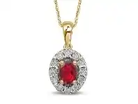 Bevilles Jewellery 9ct Yellow Gold Created Ruby & Diamond Necklace offer