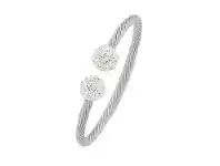 Bevilles Jewellery Stainless Steel Crystal Ball Ends Bangle offer