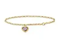 Bevilles Jewellery 9ct Yellow Gold Amethyst Heart Drop Bracelet offer