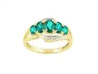 Bevilles Jewellery 9ct Yellow Gold Oval Created Emerald and Diamond Ring offer
