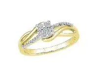 Bevilles Jewellery 9ct Yellow Gold 0.10ct Diamonds Ring with Open Sweep Detail offer