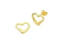 Bevilles Jewellery 9ct Yellow Gold Silver Infused Open Heart Stud Earrings offer
