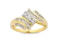 Bevilles Jewellery 9ct Yellow Gold Diamond Sweep Ring offer
