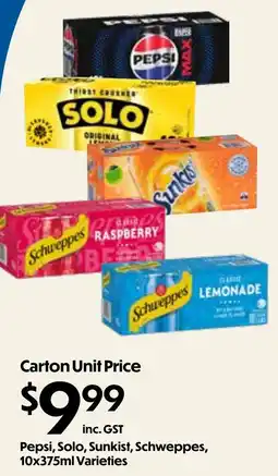Campbells Wholesale Pepsi, Solo, Sunkist, Schweppes, offer