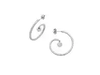 Bevilles Jewellery White Stainless Steel Open Swirl and Crystal Pave Ball Hoop Earring offer