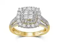 Bevilles Jewellery 9ct Yellow Gold Invisible Princess Ring with 1.33ct of Diamonds offer