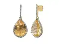 Bevilles Jewellery 9ct Yellow Gold 0.33ct Diamond & Pear Citrine Drop Earrings offer