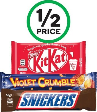 Woolworths Mars, Nestle or Violet Crumble Bars 35-56g offer