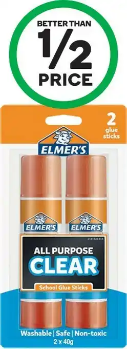 Woolworths Elmer’s Glue Stick Pk 2 offer