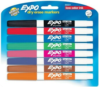 Expo Whiteboard Marker Pens Fine Point, Fashion Colours Pk 8