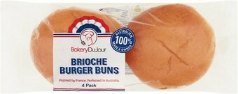 Woolworths Bakery Du Jour Brioche Burger Buns Pk 4 offer