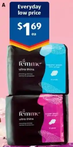 ALDI So Femme Ultra Thin Pads with Wings offer