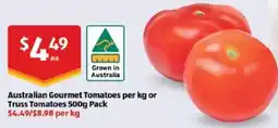 ALDI Australian Gourmet Tomatoes per kg or Truss Tomatoes offer