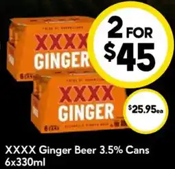 Drakes XXXX Ginger Beer 3.5% Cans offer