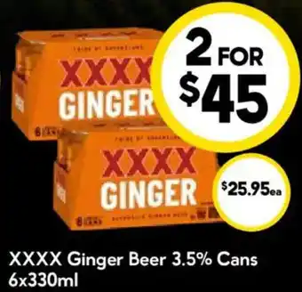 XXXX Ginger Beer 3.5% Cans