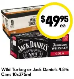 Drakes Wild Turkey or Jack Daniels 4.8% Cans offer