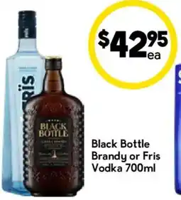 Drakes Black Bottle Brandy or Fris Vodka offer