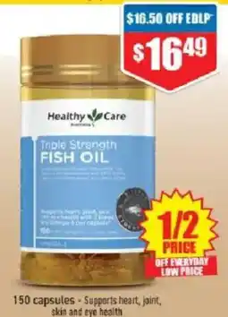 Chemist Warehouse Healthy Care Triple Strength FISH OIL offer