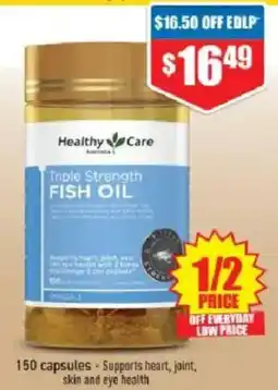 Chemist Warehouse Healthy Care Triple Strength FISH OIL offer