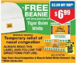 Chemist Warehouse Tiger Balm Nasal Congestion & Muscle Relief White Ointment offer
