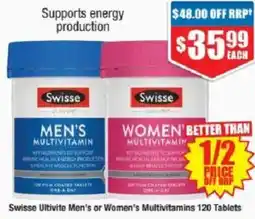 Chemist Warehouse Swisse Ultivite Men's or Women's Multivitamins offer