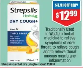 Chemist Warehouse Strepsils Herbal Dry Cough+ Liquid offer