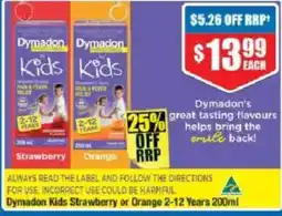 Chemist Warehouse Dymadon Kids Strawberry or Orange 2-12 Years offer