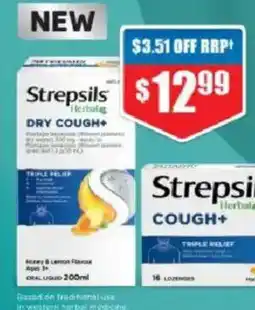 Chemist Warehouse Strepsils Herbal Dry Cough+ Honey & Lemon offer