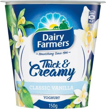 Woolworths Dairy Farmers Thick & Creamy Yoghurt 150g offer