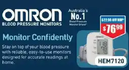 Chemist Warehouse Blood pressure monitor hem7120 offer
