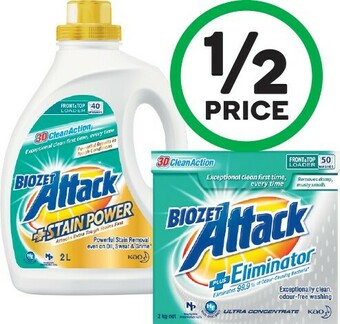 Woolworths Biozet Attack Plus Laundry Liquid 2 Litre or Powder 2 kg offer