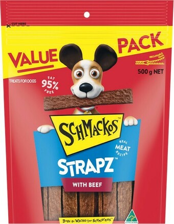Woolworths Schmackos Strapz Dog Treats 500g offer
