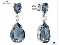Bevilles Jewellery SWAROVSKI VINTAGE DROP PIERCED EARRINGS, TEAL, RHODIUM PLATED offer