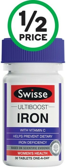 Woolworths Swisse Ultiboost Iron Tablets Pk 30* offer