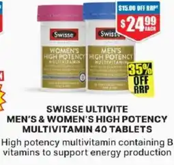 Chemist Warehouse Swisse ultivite men's & women's high potency multivitamin offer