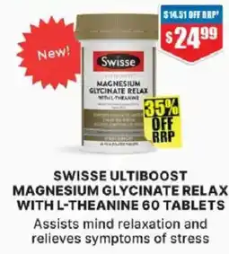 Chemist Warehouse Swisse ultiboost magnesium glycinate relax with l-theanine offer