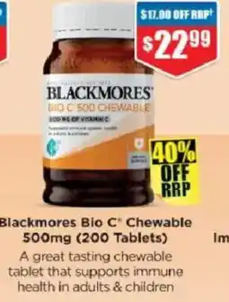 Chemist Warehouse Blackmores Bio C' Chewable 500mg offer