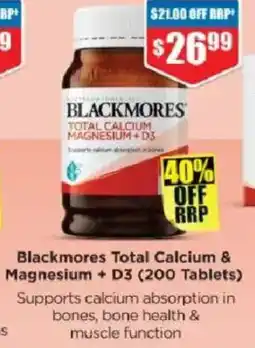 Chemist Warehouse Blackmores Total Calcium & Magnesium + D3 offer