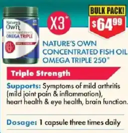 Chemist Warehouse Nature's own concentrated fish oil omega triple 250 offer